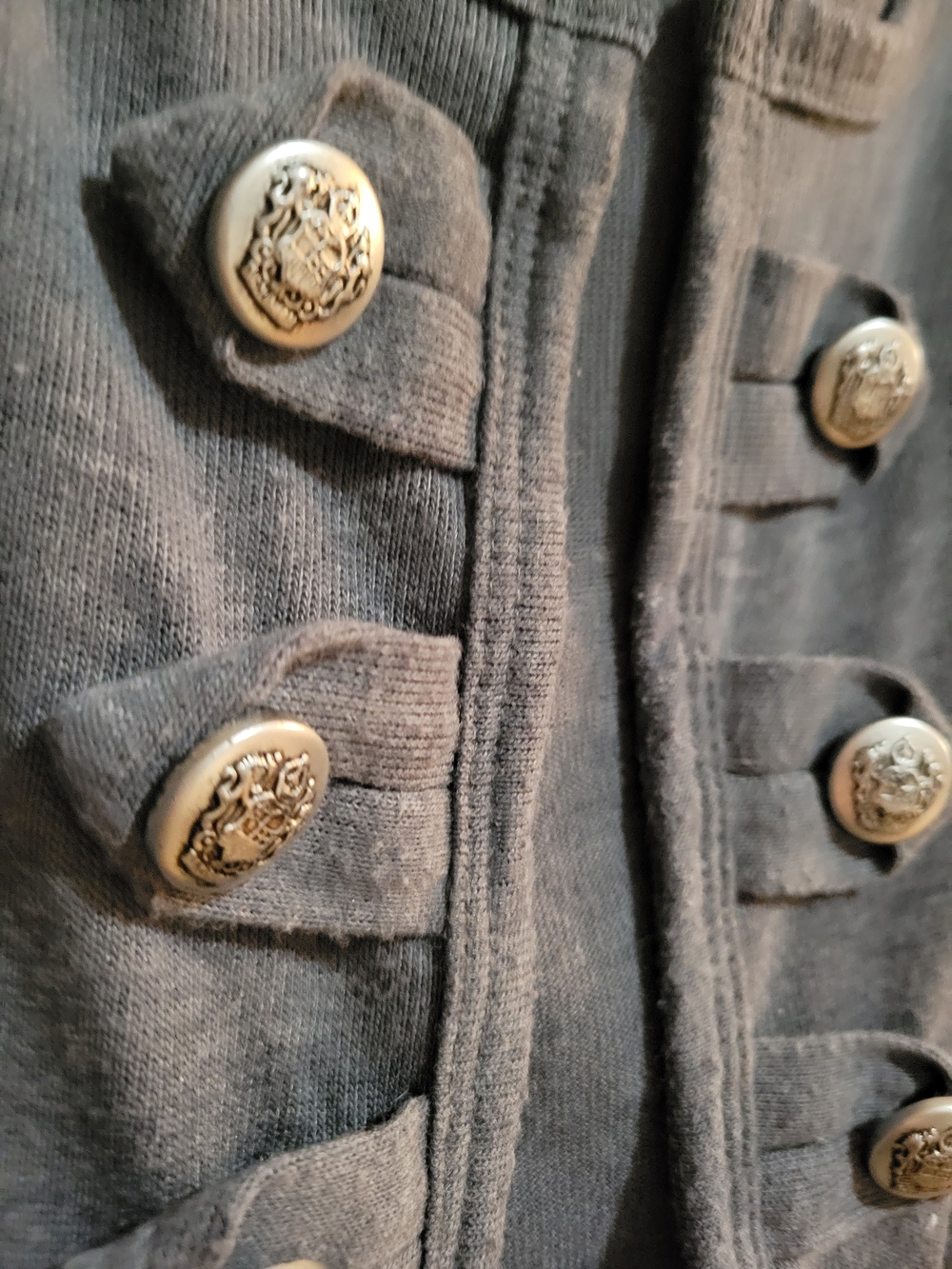 Delirious Los Angeles Gray Button-Front Detail With Puff Sleeve Cardigan - Picture 4 of 7